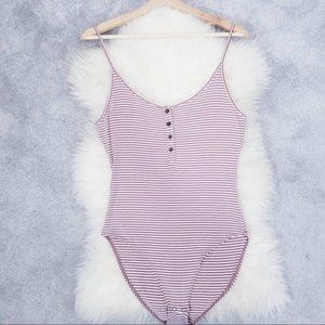 American Eagle Tank Stripe Bodysuit With Buttons